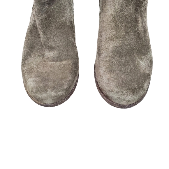 Clarks Artisan Wilrose Jade Olive Taupe Suede Leather Boots Size 8.5 - Picture 6 of 11